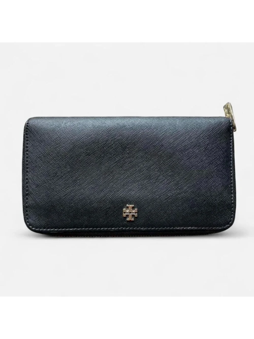 Tory Burch Black Continental Zip Wallet Minimalistic Leather Luxury Whimsigoth